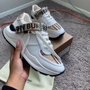 Burberry White & Beige Ronnie Sneakers